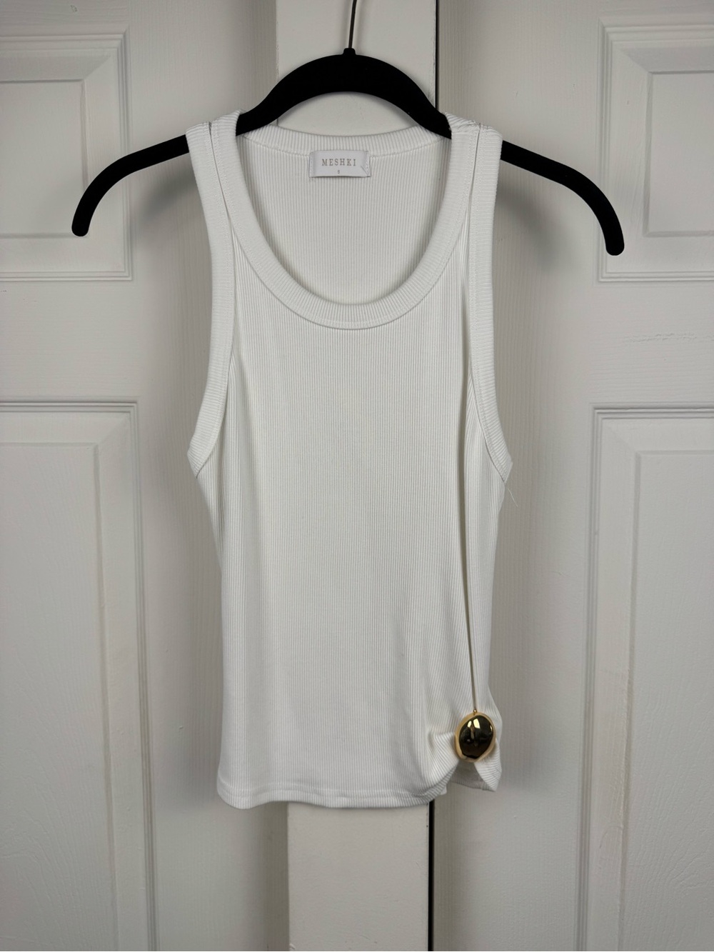 Meshki Lola Ribbed Sleeveless Top With Gold Hardware